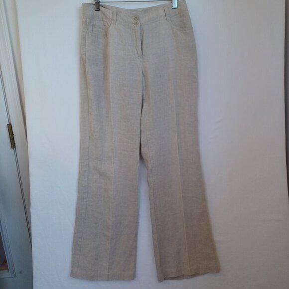 Eileen Fisher Linen Pants Natural Classic Flat Front Womens 4 - Picture 8 of 13